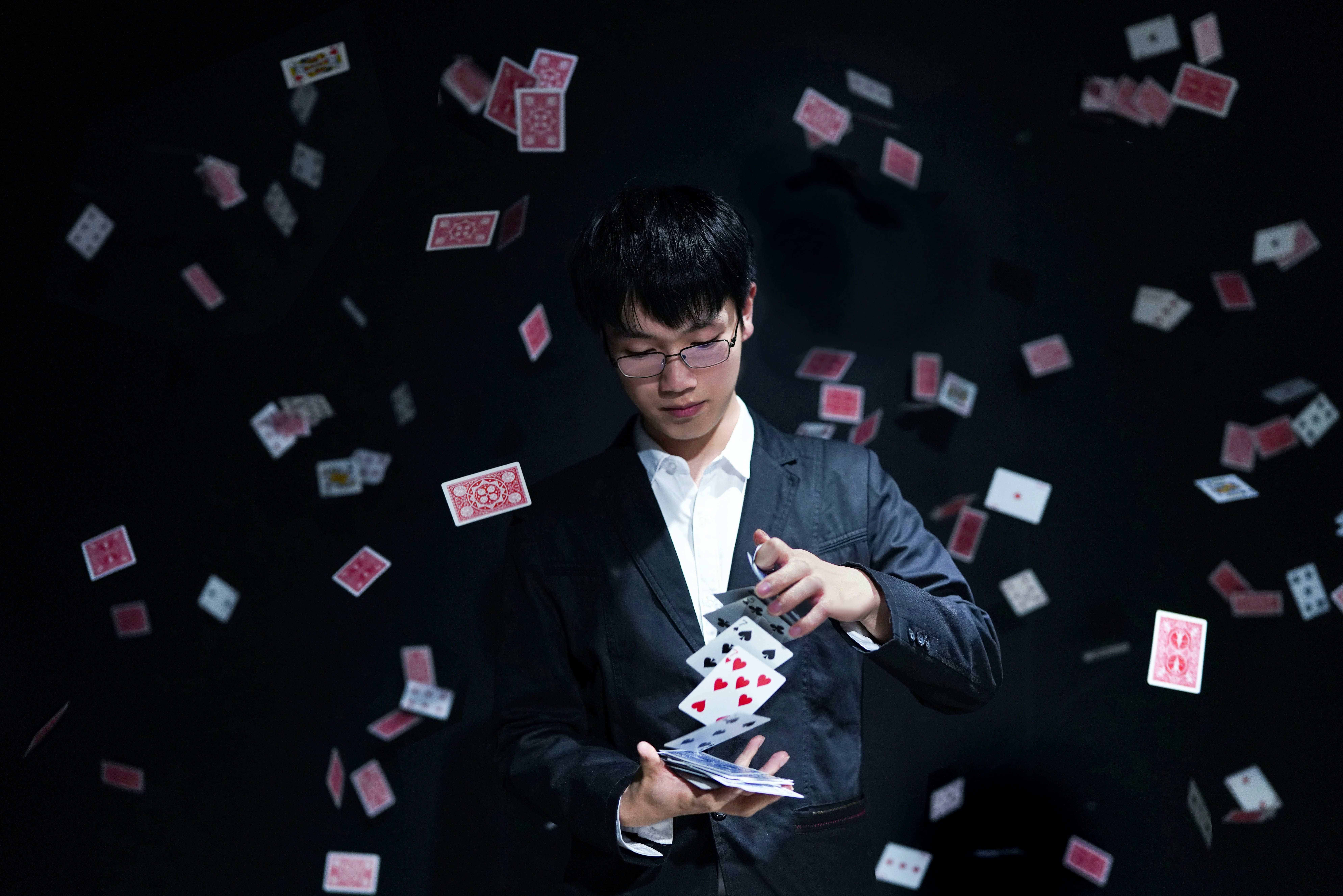 Casino studio photoshoot with poker table